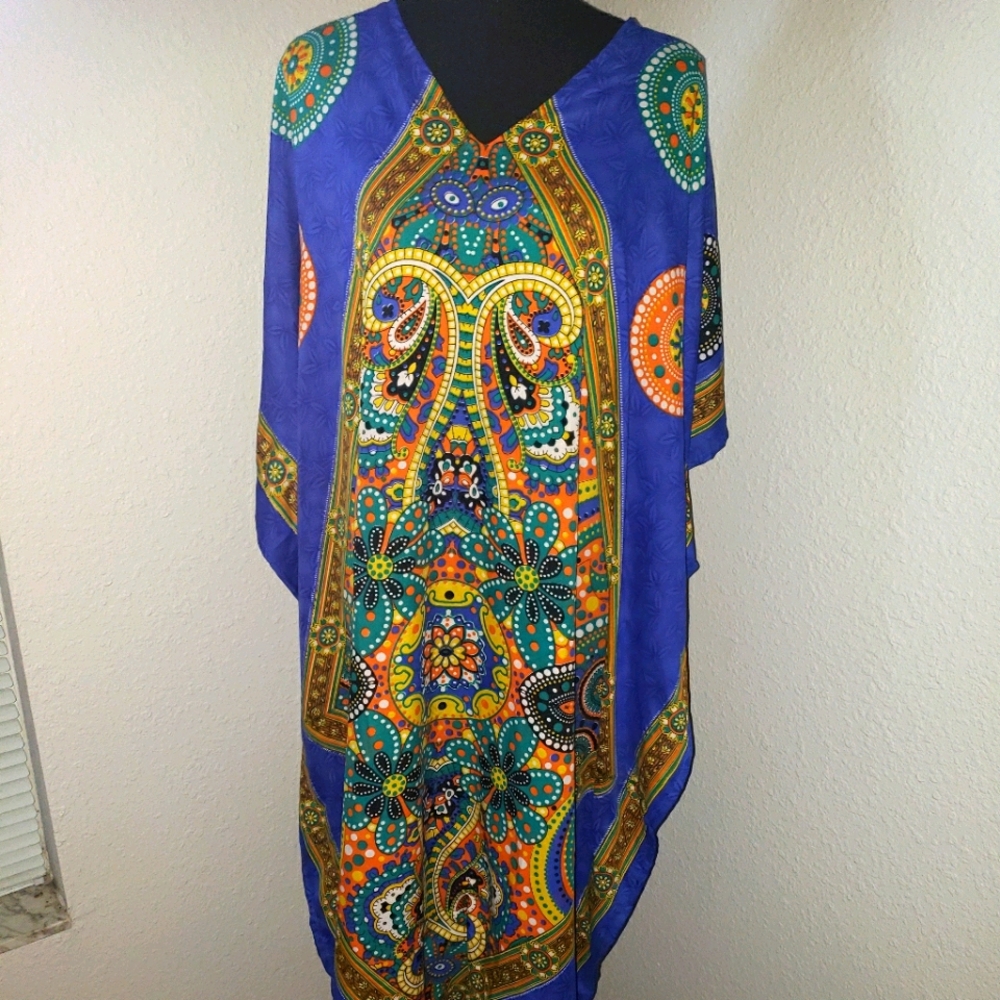 Just In: New/NWT Blue/Orange Kaftan Abaya Cover-up - Picture 1 of 14